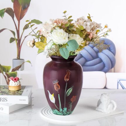KAMMAK Colored Glass Vase, Beautiful Hand Blown Decorative Vase, Modern Art Vase for Flower Mantle Dining Table Centerpiece, Entryway Living Room Wedding Decoration (JG2100)