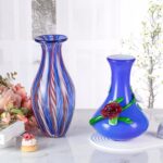 KAMMAK Colored Glass Vase, Beautiful Hand Blown Decorative Vase, Modern Art Vase for Flower Mantle Dining Table Centerpiece, Entryway Living Room Wedding Decoration, JG2001
