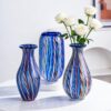 KAMMAK Colored Glass Vase, Beautiful Hand Blown Decorative Vase, Modern Art Vase for Flower Mantle Dining Table Centerpiece, Entryway Living Room Wedding Decoration, JG2001 KAMMAK 8HPJG02001 glass vase scale and proportion view image 6