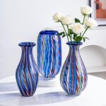 KAMMAK Colored Glass Vase, Beautiful Hand Blown Decorative Vase, Modern Art Vase for Flower Mantle Dining Table Centerpiece, Entryway Living Room Wedding Decoration, JG2001