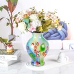 KAMMAK Colored Glass Vase, Beautiful Hand Blown Decorative Vase, Modern Art Vase for Flower Mantle Dining Table Centerpiece, Entryway Living Room Wedding Decoration (JG2103) KAMMAK 8HPJG02103 glass vase side angle view showing silhouette