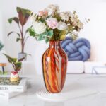 KAMMAK Colored Glass Vase, Beautiful Hand Blown Decorative Vase, Modern Art Vase for Flower Mantle Dining Table Centerpiece, Entryway Living Room Wedding Decoration (JG2002)