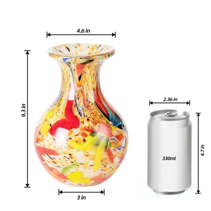 KAMMAK Colored Glass Vase, Beautiful Hand Blown Decorative Vase, Modern Art Vase for Flower Mantle Dining Table Centerpiece, Entryway Living Room Wedding Decoration (JG2107) KAMMAK 8HPJG02107 glass vase shape and proportion detail image 3