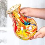 KAMMAK Colored Glass Vase, Beautiful Hand Blown Decorative Vase, Modern Art Vase for Flower Mantle Dining Table Centerpiece, Entryway Living Room Wedding Decoration (JG2107) KAMMAK 8HPJG02107 glass vase close-up material texture detail image 4