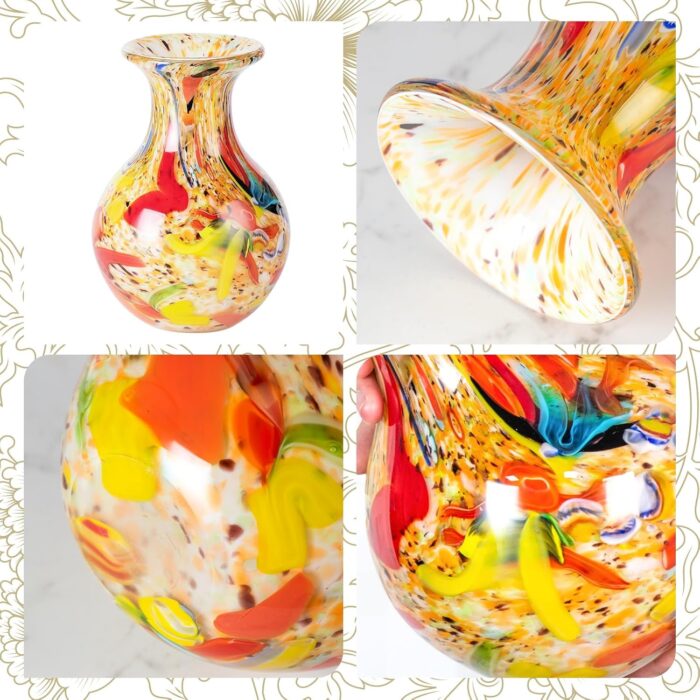 KAMMAK Colored Glass Vase, Beautiful Hand Blown Decorative Vase, Modern Art Vase for Flower Mantle Dining Table Centerpiece, Entryway Living Room Wedding Decoration (JG2107) KAMMAK 8HPJG02107 glass vase styled on dining table image 5