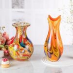 KAMMAK Colored Glass Vase, Beautiful Hand Blown Decorative Vase, Modern Art Vase for Flower Mantle Dining Table Centerpiece, Entryway Living Room Wedding Decoration (JG2107) KAMMAK 8HPJG02107 glass vase scale and proportion view image 6