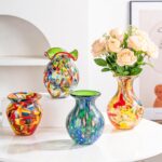KAMMAK Colored Glass Vase, Beautiful Hand Blown Decorative Vase, Modern Art Vase for Flower Mantle Dining Table Centerpiece, Entryway Living Room Wedding Decoration (JG2107) KAMMAK 8HPJG02107 glass vase decorative craft detail image 7