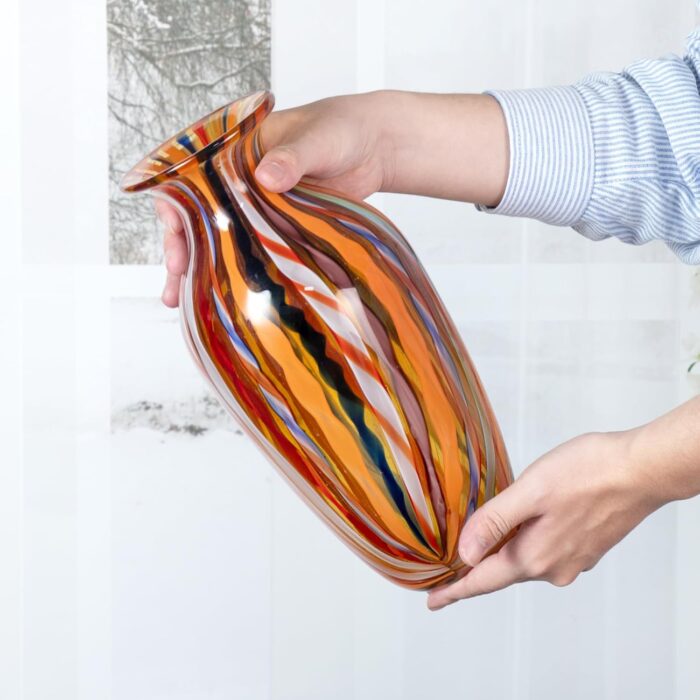 KAMMAK Colored Glass Vase, Beautiful Hand Blown Decorative Vase, Modern Art Vase for Flower Mantle Dining Table Centerpiece, Entryway Living Room Wedding Decoration (JG2002)