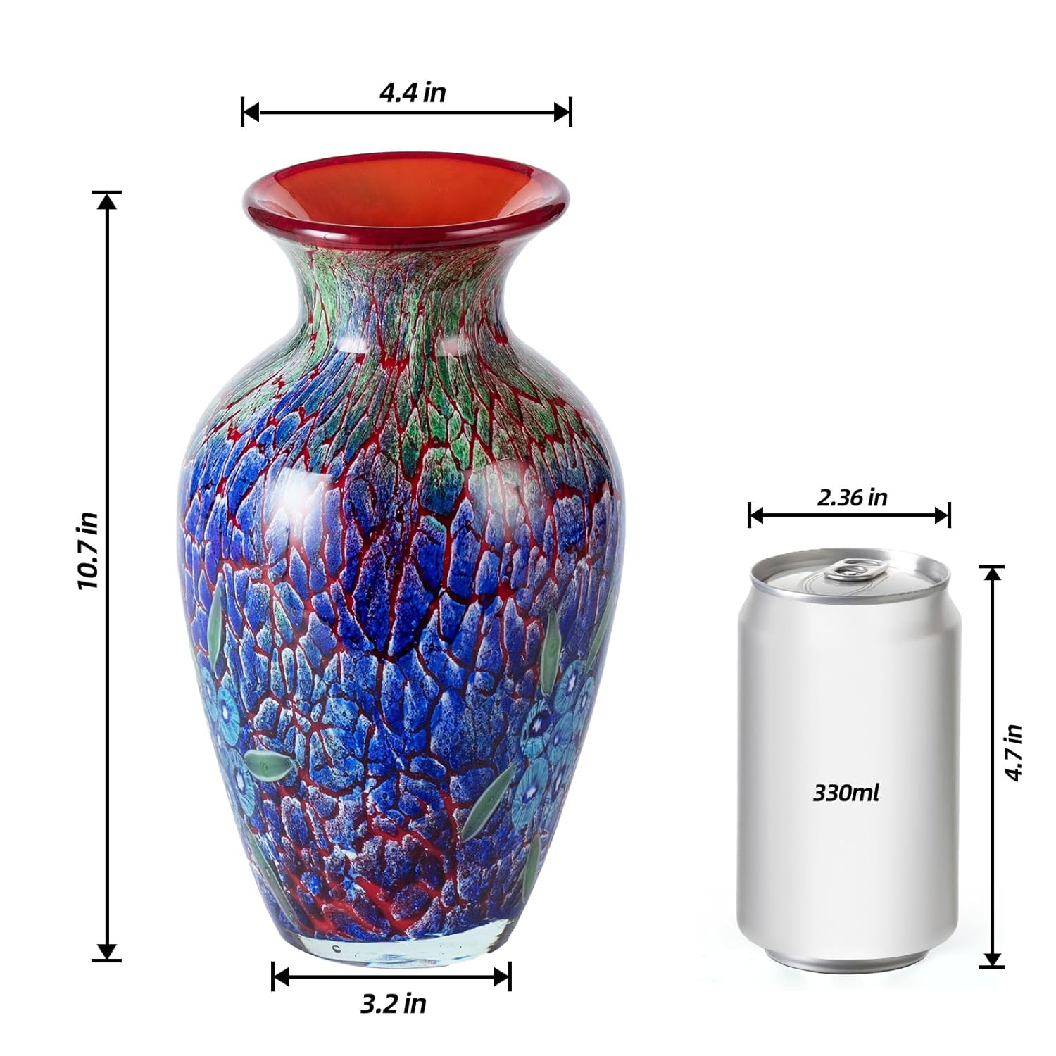 KAMMAK 8HPJG02109 glass vase front view in product description