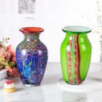 KAMMAK Colored Glass Vase, Beautiful Hand Blown Decorative Vase, Modern Art Vase for Flower Mantle Dining Table Centerpiece, Entryway Living Room Wedding Decoration (JG2109) KAMMAK 8HPJG02109 glass vase scale and proportion view image 6
