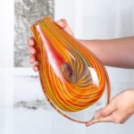 KAMMAK Colored Glass Vase, Beautiful Hand Blown Decorative Vase, Modern Art Vase for Flower Mantle Dining Table Centerpiece, Entryway Living Room Wedding Decoration (JG2112) KAMMAK 8HPJG02112 glass vase close-up material texture detail image 4