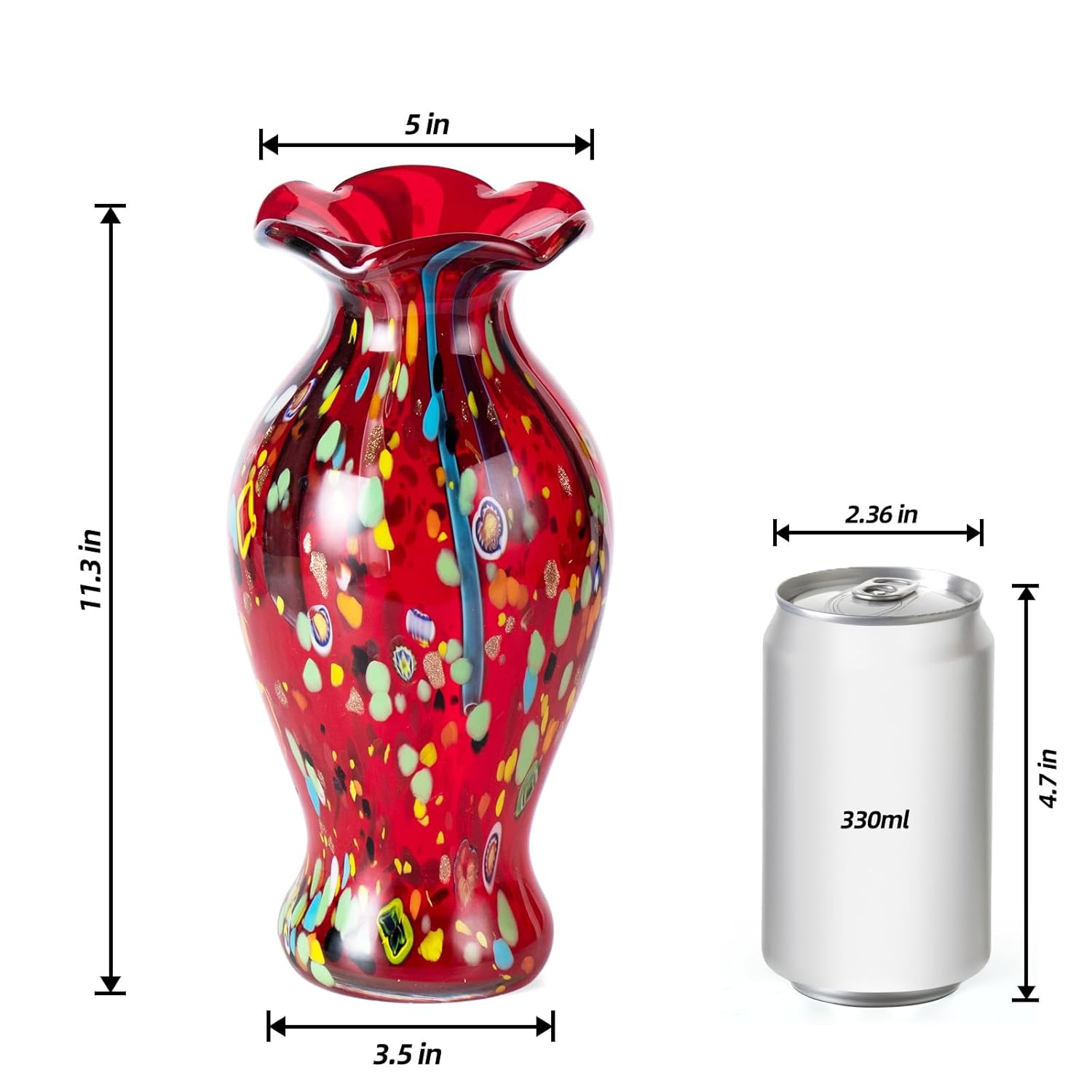 KAMMAK 8HPJG02114 glass vase front view in product description