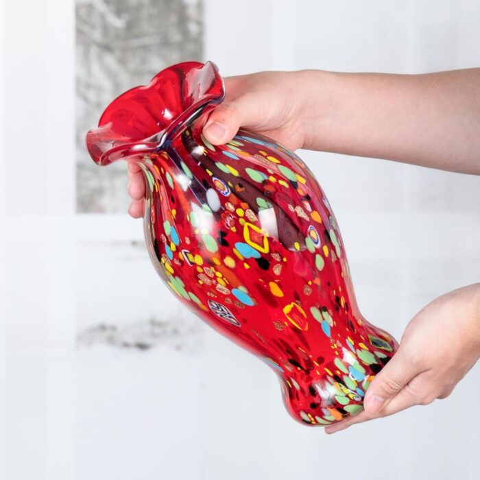 KAMMAK Colored Glass Vase, Beautiful Hand Blown Decorative Vase, Modern Art Vase for Flower Mantle Dining Table Centerpiece, Entryway Living Room Wedding Decoration (JG20114) KAMMAK 8HPJG02114 glass vase close-up material texture detail image 4