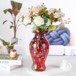 KAMMAK Colored Glass Vase, Beautiful Hand Blown Decorative Vase, Modern Art Vase for Flower Mantle Dining Table Centerpiece, Entryway Living Room Wedding Decoration (JG20114) KAMMAK 8HPJG02114 glass vase side angle view showing silhouette