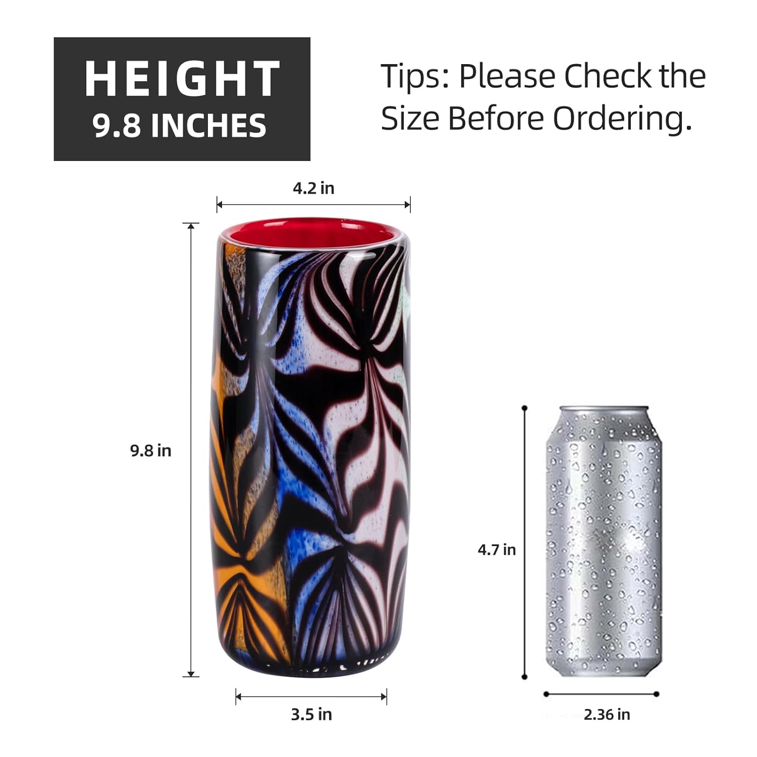 KAMMAK 8HPJG02121 glass vase front view in product description