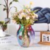 KAMMAK Colored Glass Vase, Beautiful Hand Blown Decorative Vase, Modern Art Vase for Flower Mantle Dining Table Centerpiece, Entryway Living Room Wedding Decoration (JG2040) KAMMAK 8HPJG02040 glass vase side angle view showing silhouette