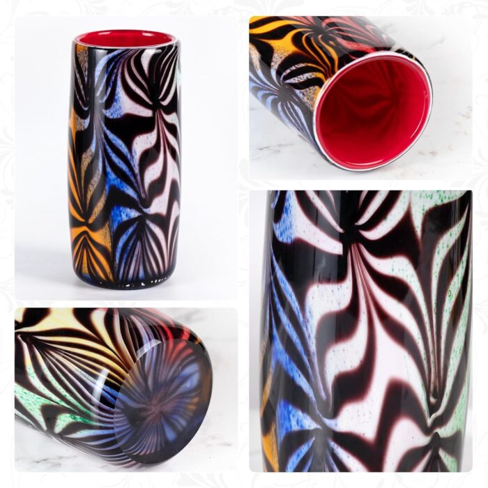 KAMMAK Colored Glass Vase, Beautiful Hand Blown Decorative Vase, Modern Art Vase for Flower Mantle Dining Table Centerpiece, Entryway Living Room Wedding Decoration (JG20121) KAMMAK 8HPJG02121 glass vase styled on dining table image 5