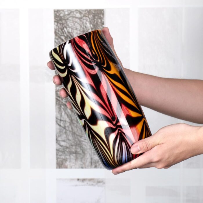 KAMMAK Colored Glass Vase, Beautiful Hand Blown Decorative Vase, Modern Art Vase for Flower Mantle Dining Table Centerpiece, Entryway Living Room Wedding Decoration (JG20121) KAMMAK 8HPJG02121 glass vase decorative craft detail image 7
