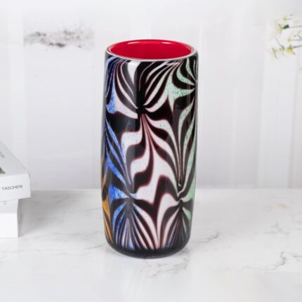 KAMMAK Colored Glass Vase, Beautiful Hand Blown Decorative Vase, Modern Art Vase for Flower Mantle Dining Table Centerpiece, Entryway Living Room Wedding Decoration (JG20121)