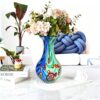 KAMMAK Colored Glass Vase, Beautiful Hand Blown Decorative Vase, Modern Art Vase for Flower Mantle Dining Table Centerpiece, Entryway Living Room Wedding Decoration (JG2086) KAMMAK 8HPJG02086 glass vase side angle view showing silhouette