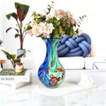 KAMMAK Colored Glass Vase, Beautiful Hand Blown Decorative Vase, Modern Art Vase for Flower Mantle Dining Table Centerpiece, Entryway Living Room Wedding Decoration (JG2086)