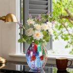 KAMMAK Colored Glass Vase, Beautiful Hand Blown Decorative Vase, Modern Art Vase for Flower Mantle Dining Table Centerpiece, Entryway Living Room Wedding Decoration (JG2040)