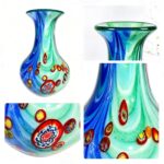 KAMMAK Colored Glass Vase, Beautiful Hand Blown Decorative Vase, Modern Art Vase for Flower Mantle Dining Table Centerpiece, Entryway Living Room Wedding Decoration (JG2086)