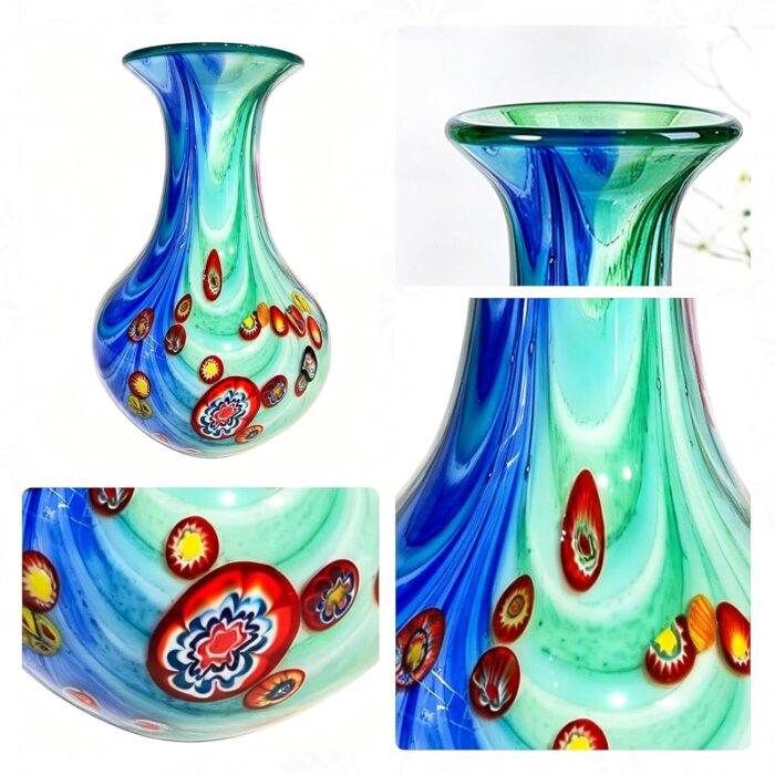 KAMMAK Colored Glass Vase, Beautiful Hand Blown Decorative Vase, Modern Art Vase for Flower Mantle Dining Table Centerpiece, Entryway Living Room Wedding Decoration (JG2086)