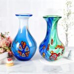 KAMMAK Colored Glass Vase, Beautiful Hand Blown Decorative Vase, Modern Art Vase for Flower Mantle Dining Table Centerpiece, Entryway Living Room Wedding Decoration (JG2086)