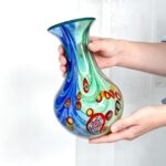 KAMMAK Colored Glass Vase, Beautiful Hand Blown Decorative Vase, Modern Art Vase for Flower Mantle Dining Table Centerpiece, Entryway Living Room Wedding Decoration (JG2086)