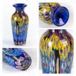 KAMMAK Colored Glass Vase, Beautiful Hand Blown Decorative Vase, Modern Art Vase for Flower Mantle Dining Table Centerpiece, Entryway Living Room Wedding Decoration (JG20154) KAMMAK 8HPJG02154 glass vase close-up material texture detail image 4