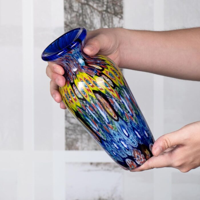 KAMMAK Colored Glass Vase, Beautiful Hand Blown Decorative Vase, Modern Art Vase for Flower Mantle Dining Table Centerpiece, Entryway Living Room Wedding Decoration (JG20154) KAMMAK 8HPJG02154 glass vase scale and proportion view image 6