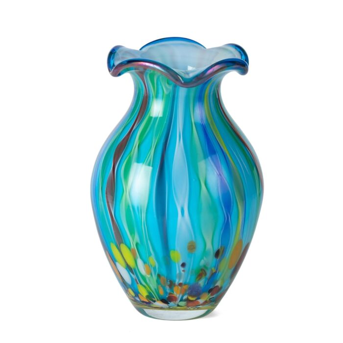 KAMMAK Colored Glass Vase, Beautiful Hand Blown Decorative Vase, Modern Art Vase for Flower Mantle Dining Table Centerpiece, Entryway Living Room Wedding Decoration (JG20156) KAMMAK 8HPJG02156 glass vase front view for product display