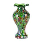 KAMMAK Colored Glass Vase, Beautiful Hand Blown Decorative Vase, Modern Art Vase for Flower Mantle Dining Table Centerpiece, Entryway Living Room Wedding Decoration (JG2131) KAMMAK 8HPJG02131 glass vase front view for product display