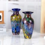 KAMMAK Colored Glass Vase, Beautiful Hand Blown Decorative Vase, Modern Art Vase for Flower Mantle Dining Table Centerpiece, Entryway Living Room Wedding Decoration (JG20155) KAMMAK 8HPJG02155 glass vase close-up material texture detail image 4