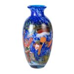 KAMMAK Colored Glass Vase, Beautiful Hand Blown Decorative Vase, Modern Art Vase for Flower Mantle Dining Table Centerpiece, Entryway Living Room Wedding Decoration (JG2041) KAMMAK 8HPJG02041 glass vase front view for product display