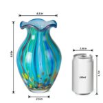KAMMAK Colored Glass Vase, Beautiful Hand Blown Decorative Vase, Modern Art Vase for Flower Mantle Dining Table Centerpiece, Entryway Living Room Wedding Decoration (JG20156) KAMMAK 8HPJG02156 glass vase shape and proportion detail image 3