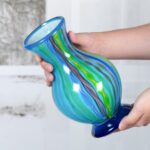 KAMMAK Colored Glass Vase, Beautiful Hand Blown Decorative Vase, Modern Art Vase for Flower Mantle Dining Table Centerpiece, Entryway Living Room Wedding Decoration (JG20157) KAMMAK 8HPJG02157 glass vase close-up material texture detail image 4