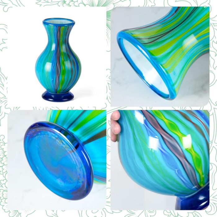 KAMMAK Colored Glass Vase, Beautiful Hand Blown Decorative Vase, Modern Art Vase for Flower Mantle Dining Table Centerpiece, Entryway Living Room Wedding Decoration (JG20157) KAMMAK 8HPJG02157 glass vase styled on dining table image 5
