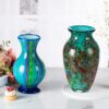 KAMMAK Colored Glass Vase, Beautiful Hand Blown Decorative Vase, Modern Art Vase for Flower Mantle Dining Table Centerpiece, Entryway Living Room Wedding Decoration (JG20157) KAMMAK 8HPJG02157 glass vase scale and proportion view image 6