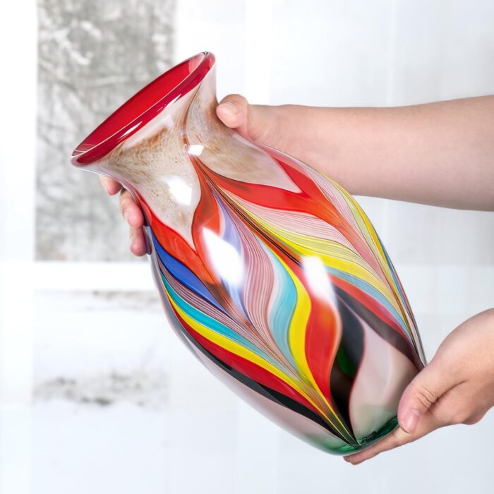 KAMMAK Colored Glass Vase, Beautiful Hand Blown Decorative Vase, Modern Art Vase for Flower Mantle Dining Table Centerpiece, Entryway Living Room Wedding Decoration (JG2159) KAMMAK 8HPJG02159 glass vase shape and proportion detail image 3