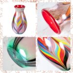 KAMMAK Colored Glass Vase, Beautiful Hand Blown Decorative Vase, Modern Art Vase for Flower Mantle Dining Table Centerpiece, Entryway Living Room Wedding Decoration (JG2159) KAMMAK 8HPJG02159 glass vase close-up material texture detail image 4
