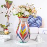 KAMMAK Colored Glass Vase, Beautiful Hand Blown Decorative Vase, Modern Art Vase for Flower Mantle Dining Table Centerpiece, Entryway Living Room Wedding Decoration (JG2159) KAMMAK 8HPJG02159 glass vase scale and proportion view image 6