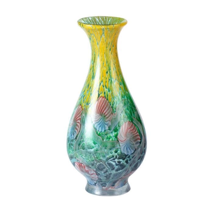 KAMMAK Colored Glass Vase, Beautiful Hand Blown Decorative Vase, Modern Art Vase for Flower Mantle Dining Table Centerpiece, Entryway Living Room Wedding Decoration (JG2073)