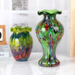 KAMMAK Colored Glass Vase, Beautiful Hand Blown Decorative Vase, Modern Art Vase for Flower Mantle Dining Table Centerpiece, Entryway Living Room Wedding Decoration (JG2131) KAMMAK 8HPJG02131 glass vase styled on dining table image 5