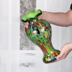 KAMMAK Colored Glass Vase, Beautiful Hand Blown Decorative Vase, Modern Art Vase for Flower Mantle Dining Table Centerpiece, Entryway Living Room Wedding Decoration (JG2131) KAMMAK 8HPJG02131 glass vase scale and proportion view image 6