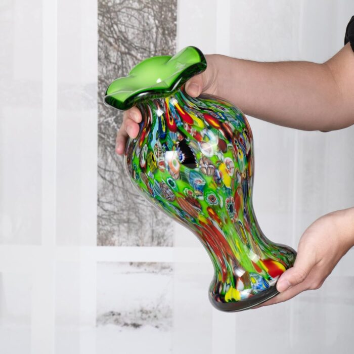 KAMMAK Colored Glass Vase, Beautiful Hand Blown Decorative Vase, Modern Art Vase for Flower Mantle Dining Table Centerpiece, Entryway Living Room Wedding Decoration (JG2131) KAMMAK 8HPJG02131 glass vase scale and proportion view image 6