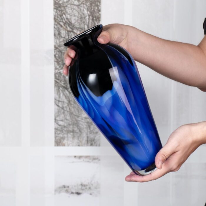 KAMMAK Colored Glass Vase, Beautiful Hand Blown Decorative Vase, Modern Art Vase for Flower Mantle Dining Table Centerpiece, Entryway Living Room Wedding Decoration (JG2118) KAMMAK 8HPJG02118 glass vase scale and proportion view image 6