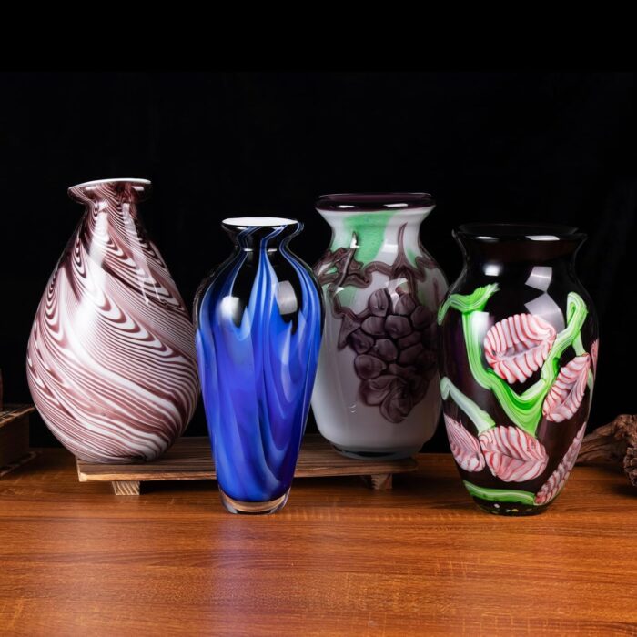 KAMMAK Colored Glass Vase, Beautiful Hand Blown Decorative Vase, Modern Art Vase for Flower Mantle Dining Table Centerpiece, Entryway Living Room Wedding Decoration (JG2118) KAMMAK 8HPJG02118 glass vase decorative craft detail image 7