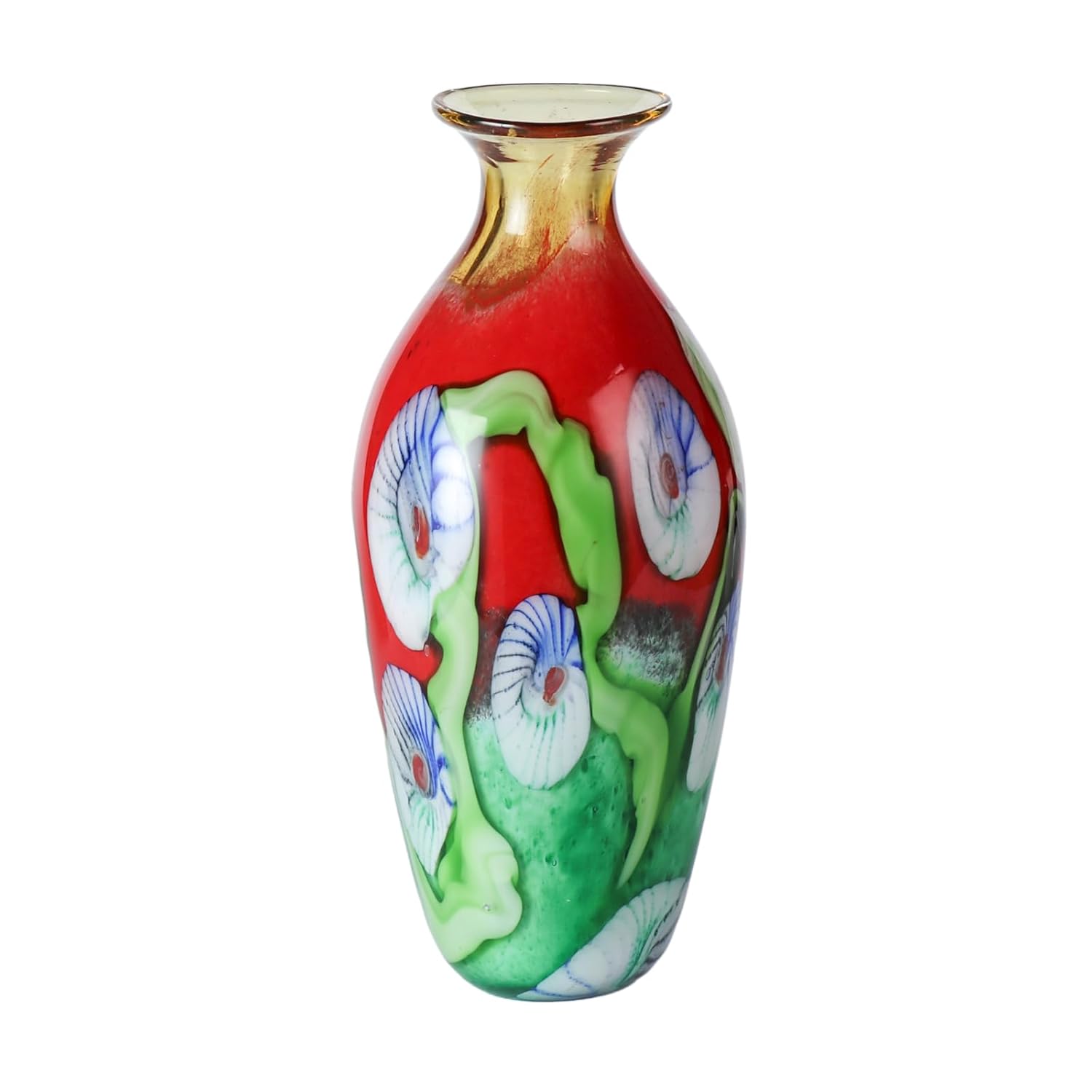 KAMMAK Colored Glass Vase, Beautiful Hand Blown Decorative Vase, Modern Art Vase for Flower Mantle Dining Table Centerpiece, Entryway Living Room Wedding Decoration (JG2049) KAMMAK 8HPJG02049 glass vase product card image